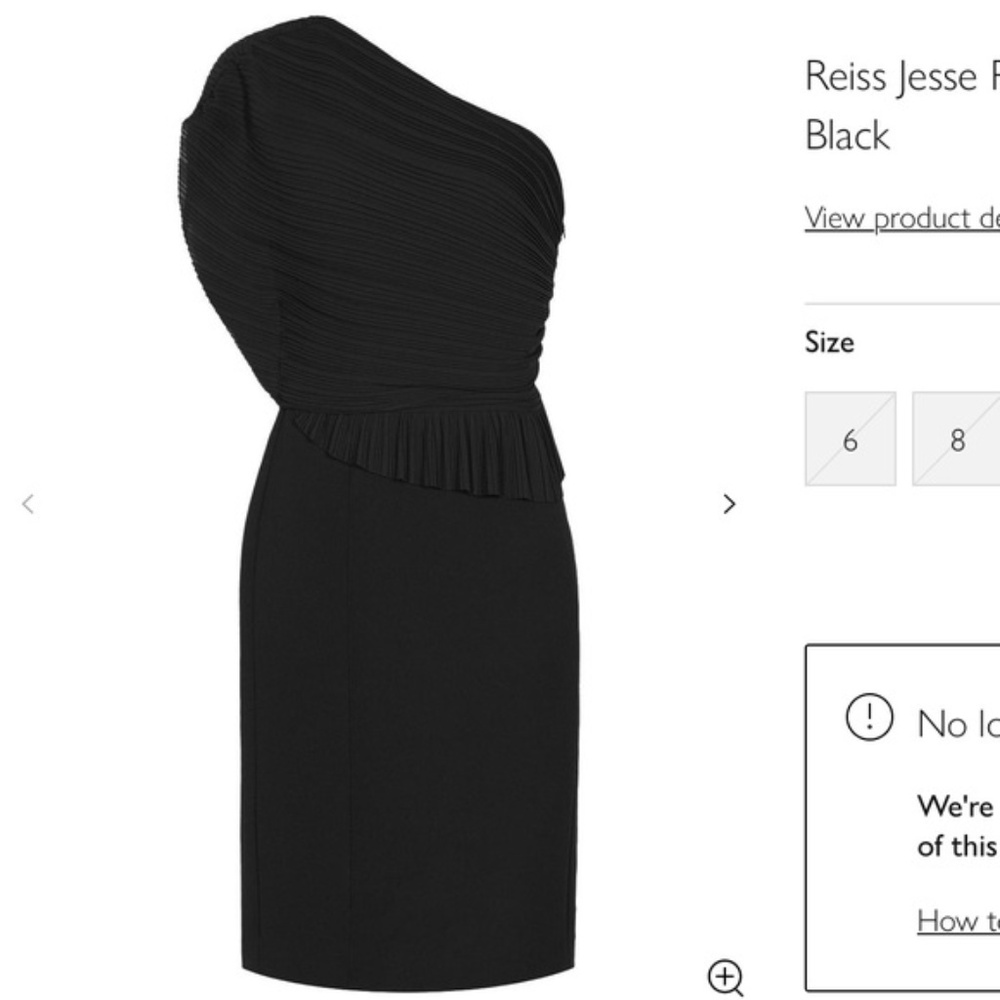 Reiss Elegant Black One-Shoulder Dress